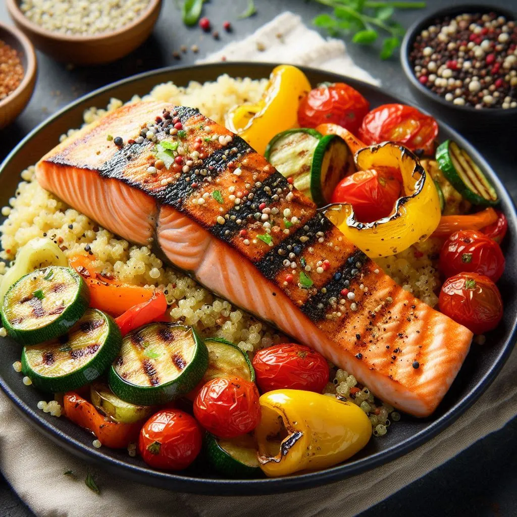 Grilled Salmon with Quinoa & Veggies ezgif