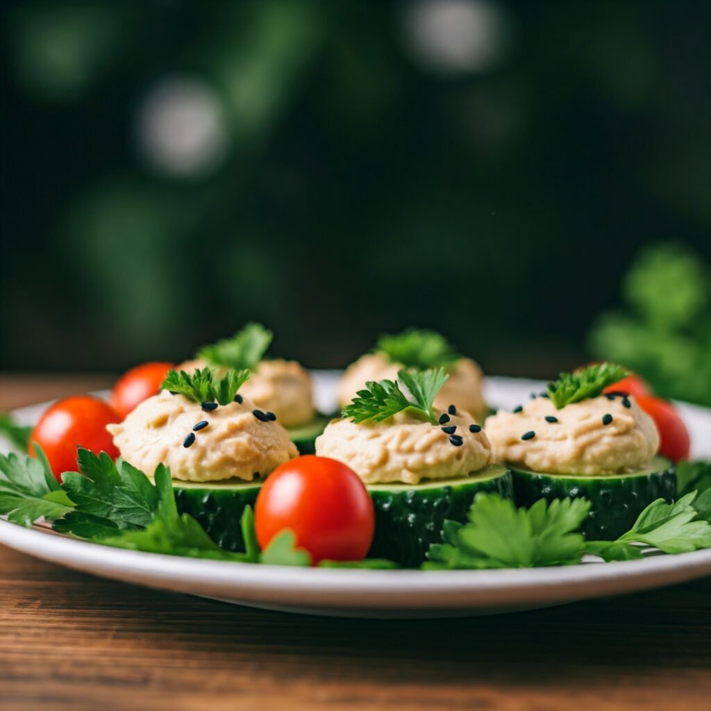 Cucumber and Hummus Bites