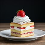 Layered Strawberry Shortcake Trifle in a glass jar with fresh strawberries, whipped cream, and vanilla cake cubes.